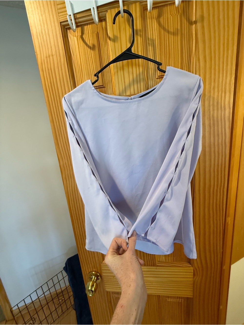 Banana Republic Light Lavender Long-Sleeve Blouse with Ladder Sleeve Detail